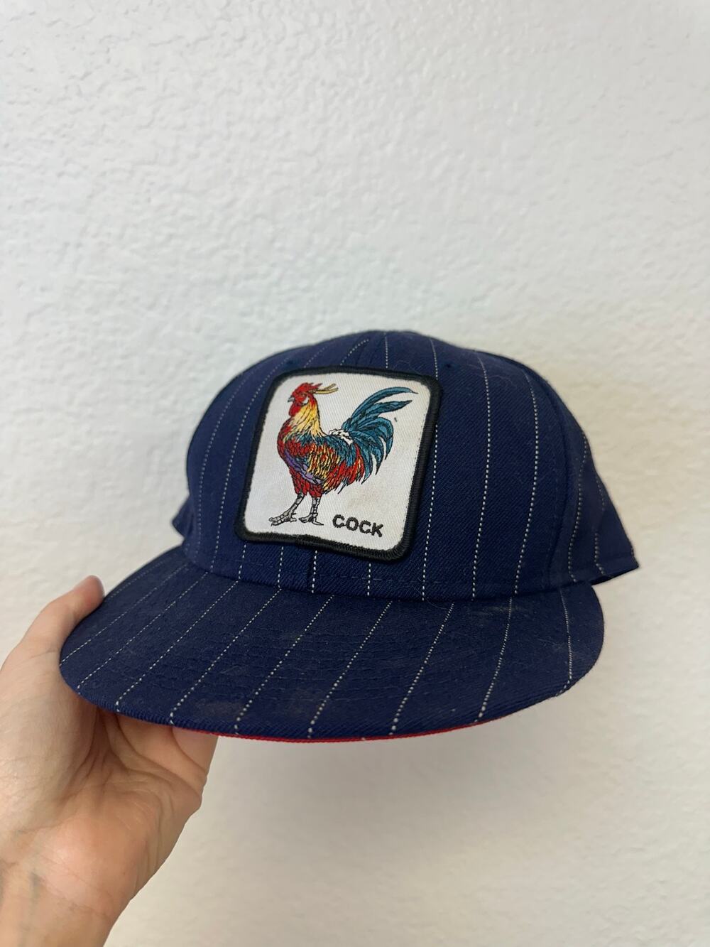 Goorin Brothers Kauai Rooster Baseball Cap Pinstripe Rooster Patch Navy OS